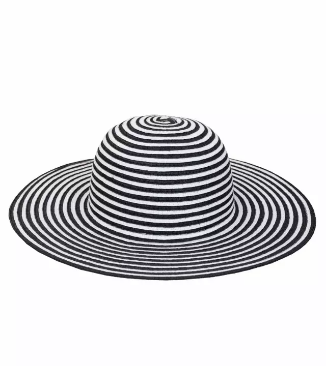 Magid Striped Straw Floppy Sun Sun Hat — BLACK/WHITE