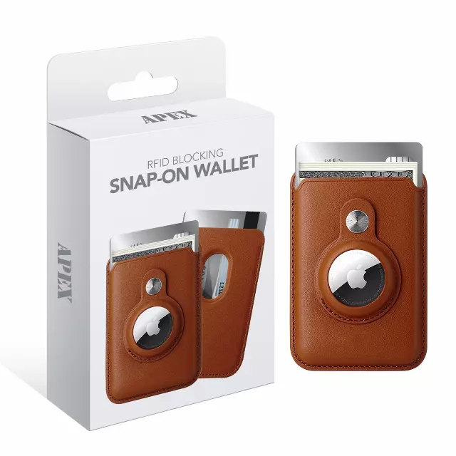 RFID Blocking MagSafe Magnetic Card Wallet with AirTag Pocket — Chocolate