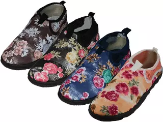 W1196L-A - Wholesale Women's "Wave" Nylon Upper With TPR. Outsole Floral Printed Water Shoes — Assorted - Floral Print (W1196L-A) / 5-10 Assorted