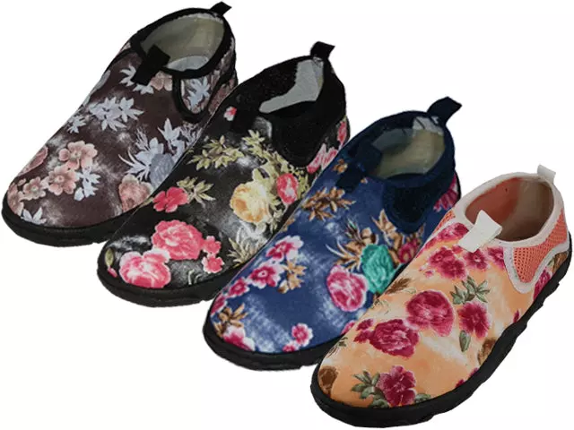 W1196L-A - Wholesale Women's "Wave" Nylon Upper With TPR. Outsole Floral Printed Water Shoes — Assorted - Floral Print (W1196L-A) / 5-10 Assorted