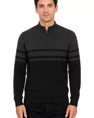 Men's Striped Quarter Zip Sweater #WXX-25 — W002 / S-M-L-XL