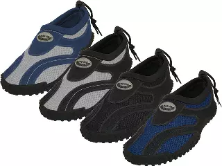 M1185 - Men's "Wave" Nylon Upper Outdoor Sport Water Shoes — Assorted - All Black, Navy/Gray, Black/Lt. Gray & Black/Royal Blue (M1185) / 14