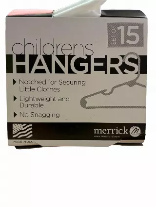 Children’s Hangers, 15-pack x 20 per case, 300 total, white