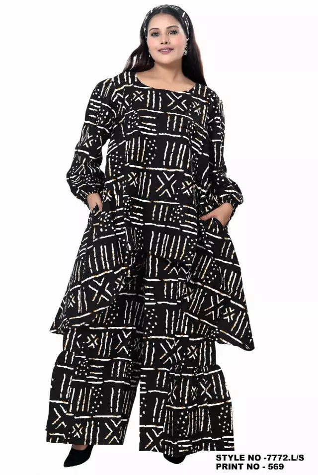 7772LS Authentic African Print 2pc Pant Set (Long Sleeves) - $30.00 Each (3 pcs per pack) — Free Size / Print-569