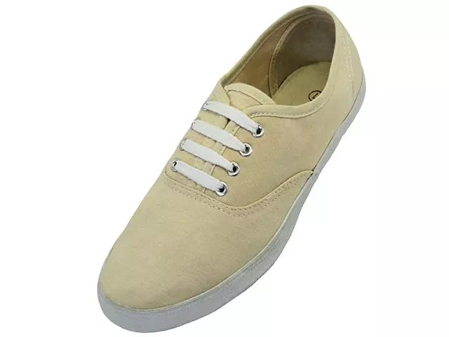 S656L - Women's Chambray Upper Lace Shoes — Cream (S656L-CREAM) / 7-12 Assorted