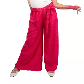 ChicaLuv - Women's High-Waisted Wide-Leg Trousers with Elastic Tie Waist & Pockets
