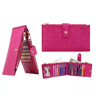 RFID Blocking Multi Card Zipper Card Holder Purse Wallet for Men and Women — Rose