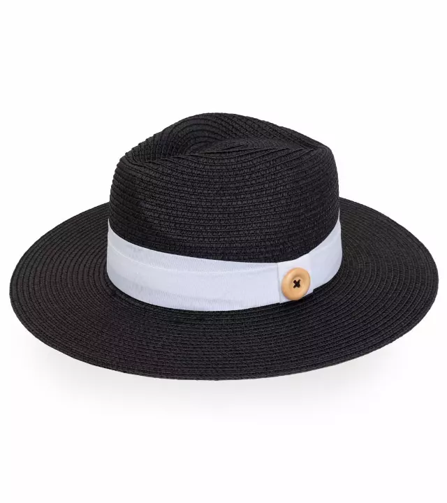 Magid Straw Button Ribbon Panama Hat
