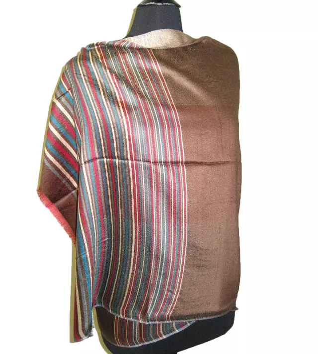 10983 Stripe Design Pashmina — Brown
