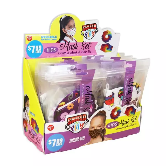 Childrens Face Mask and Hair Tie 24 Pieces Per Retail Ready Display 22022