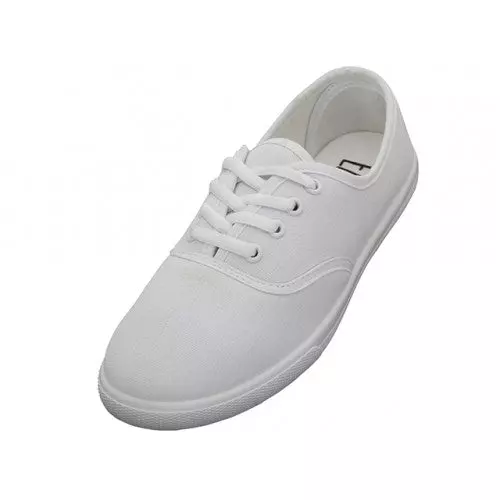 S324G - Youth's "Easy USA" Comfortable Casual Canvas Lace Up Shoes — White (S324G-W) / 11-4 Assorted