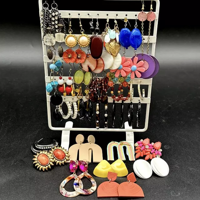 Mixed Costume Fashion Earrings Jewelry Lot of 40 Pairs Dangle Hoop Stud Styles