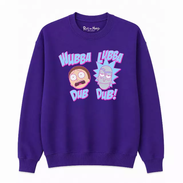 RICK AND MORTY WUBBA LUBBA CREWNECK PURPLE