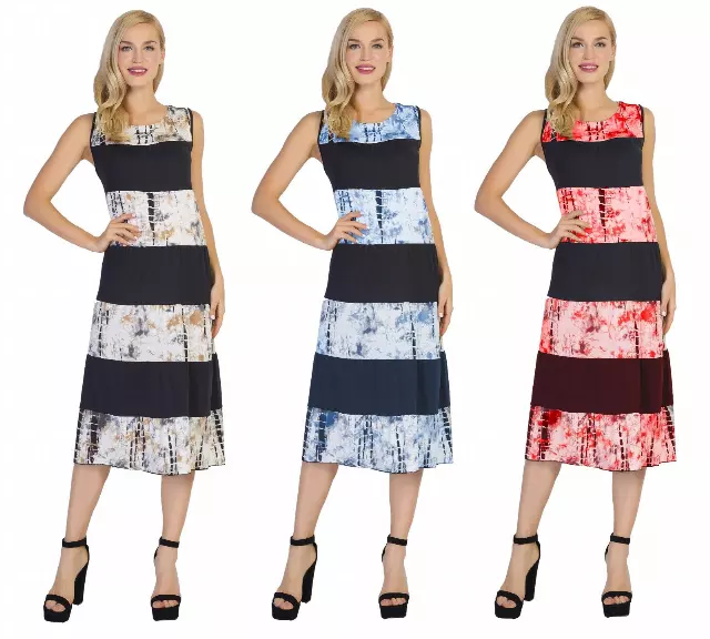 CHH-17025-ON SALE!! ONLY $5 Tie-Dye Print Sleeveless Dress - One Size (6-PCS PRE-PACK)