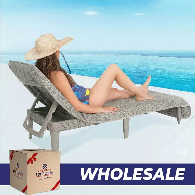 Chaise Lounge Covers with Pocket, Premium Cotton Pool Chair Lounge Towels, 86x32 Inches-16 Set Case Pack
