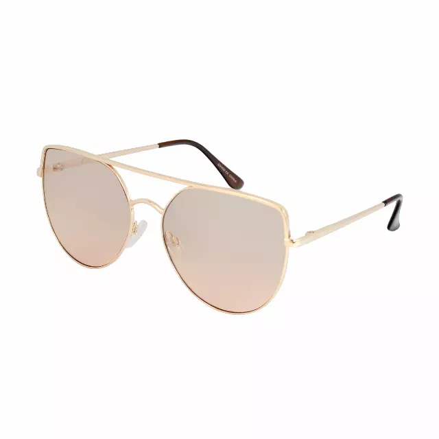Modern Cat-Eye Brow Bar Aviators with Iridescent Mirror Lenses TD10326