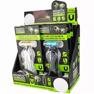 Wired Earbuds with Magnetic Connection - 6 Pieces Per Retail Ready Display 23800
