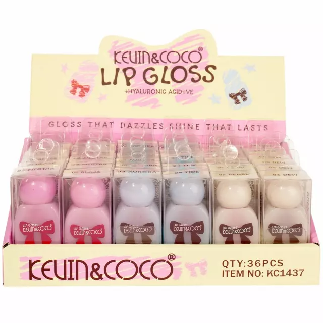 Kevin & Coco Bow Lip Gloss - Wholesale Display 36 Units (KC1437)