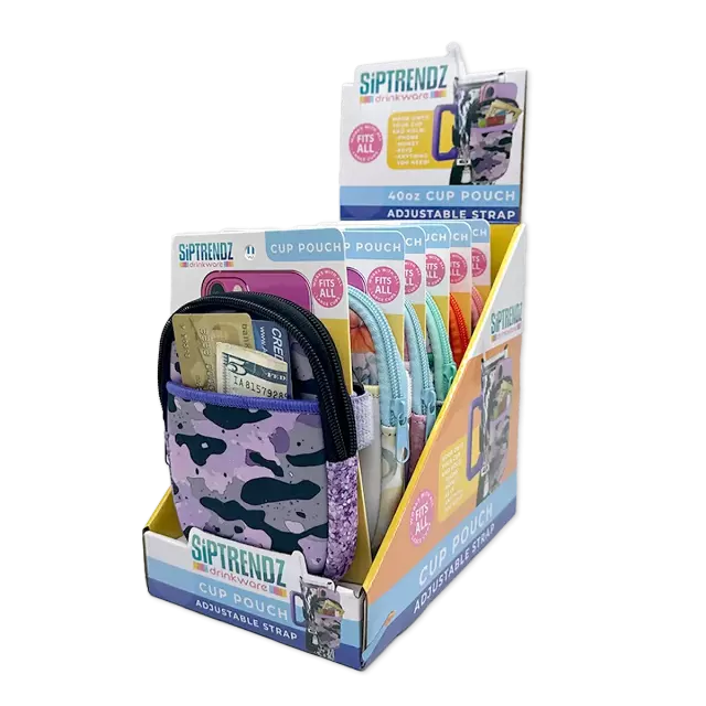 Neoprene Cup Pouch with Strap - 6 Pieces Per Retail Ready Display 25492