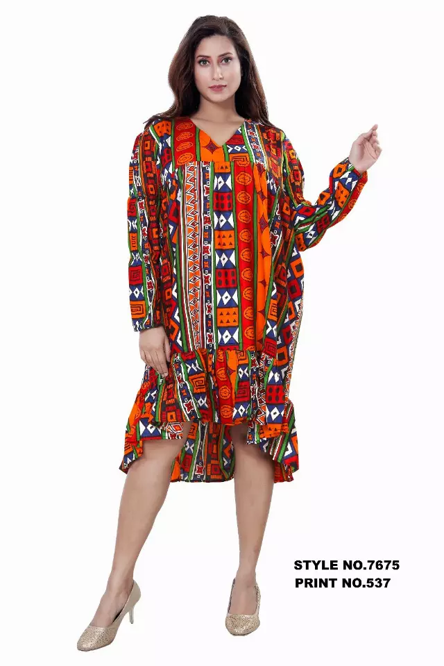 7675-ON SALE!!! Rayon Midi Dress with Ruffle (3/pk) Free Size - $10.00 Each — Free Size / Print-537