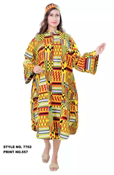 7702DRESS- ON SALE!!! African Tunic Dress (3 PCS PRE-PACK) - $10.00 EACH — One Size (4 - 24) / Print-557