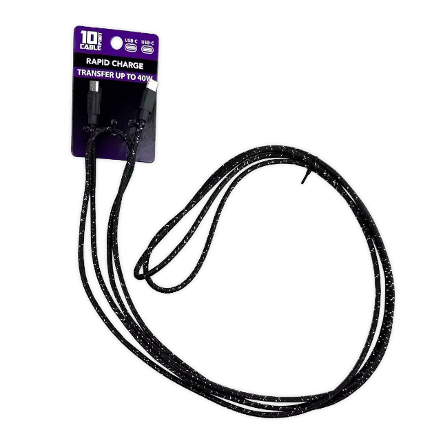 Charging Cable USB-C-to-USB-C 10FT 2 Amp - 8 Pieces Per Pack 41767