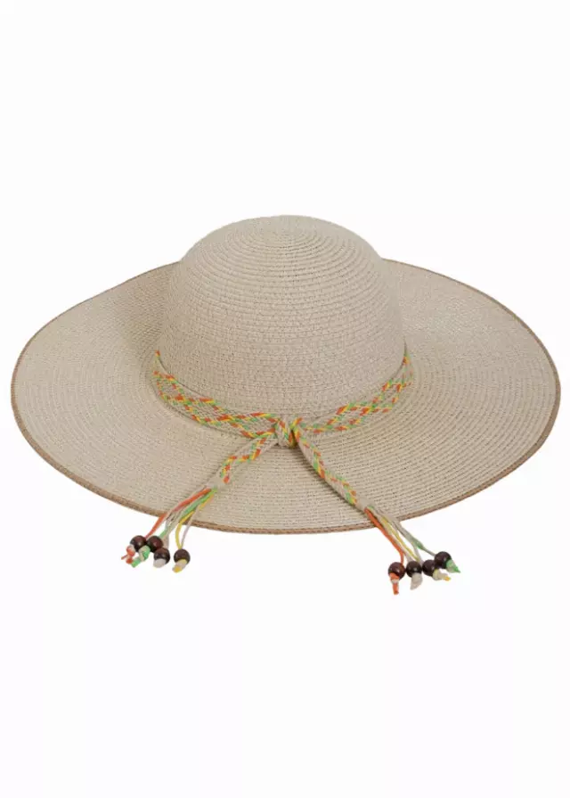 Max Studio Beaded Band Floppy Hat — NATURAL