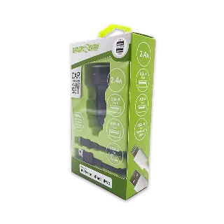 Car Charger Dual USB Ports with USB to Lightning Charging Cable Set - 3 Pieces Per Pack 24620