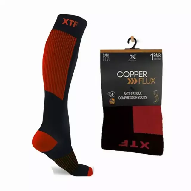 COPPER-INFUSED COMPRESSION SOCKS - RED — Small/Medium