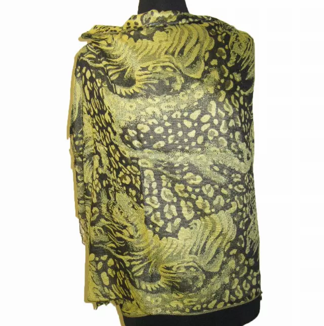 1905 Animal Print Pashmina — Yellow