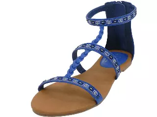 W6500L - Women's "Easy USA" Braid Gladiator Sandals — Blue (W6500L-BLUE) / 5-10 Assorted