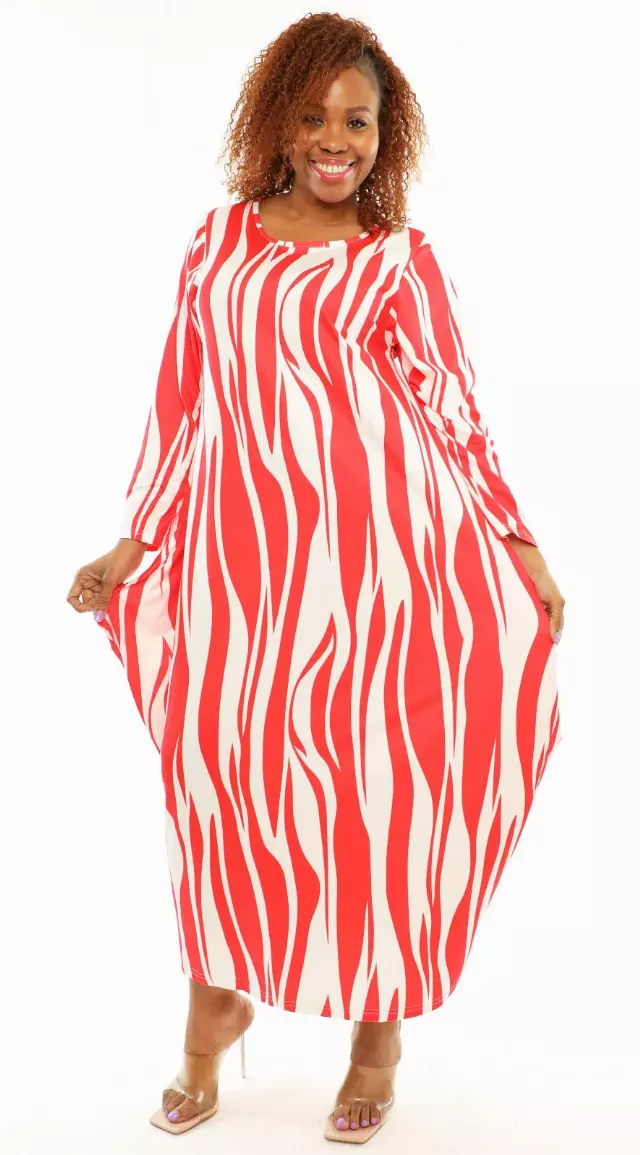 22135 Abtract Maxi Dress- One Size (3-PCS Per Pack) ($20.00 Each)