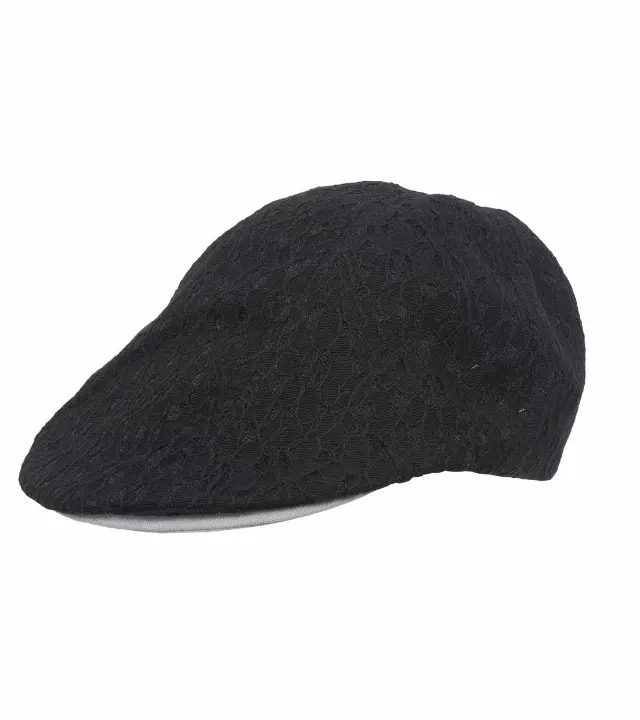 Magid Cotton Eyelet Flat Cap — DARK GREY/BLACK