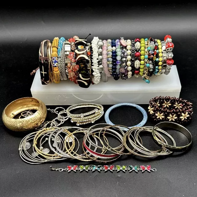 Fashion Jewelry Bracelet Lot Vintage to Modern Beaded Bangles Cuffs Pcs