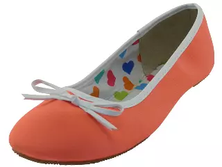 S9700L - Women's "Easy USA" Satin Ballet Flat Shoes — Neon Orange (S9700L-A) / 5-10 Assorted