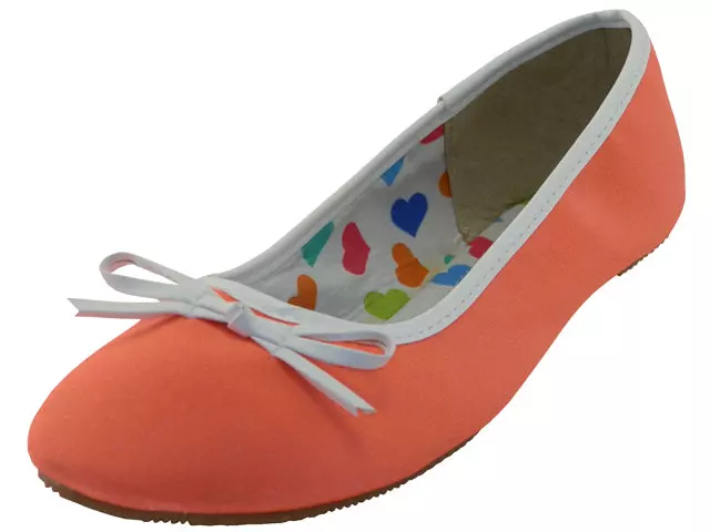 S9700L - Women's "Easy USA" Satin Ballet Flat Shoes — Neon Orange (S9700L-A) / 5-10 Assorted