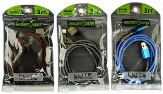 Charging Cable Elite Indestructible USB to Micro USB 3FT - 3 Pieces Per Pack 21157