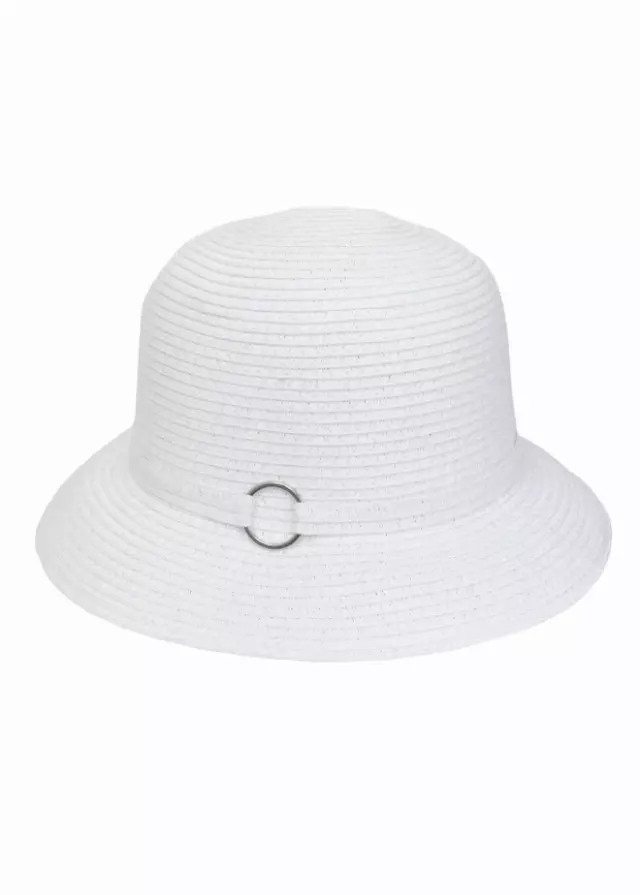 Magid Straw Metal Ring Bucket Sun Hat — WHITE