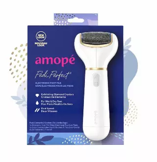 Amopé Pedi Perfect Electric Callus Remover Foot File w/ Diamond Crystals, Pedicure Tool for Feet, Removes Hard & Dead Skin, Feet Scrubber & Buffer, Splashproof, w/ Extra Coarse Roller Head, 1 Count