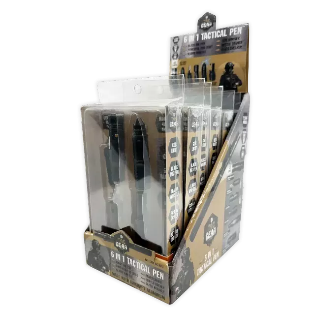 Multi-Tool 6-In-1 Tactical Pen with LED Flashlight - 6 Pieces Per Retail Ready Display 25852