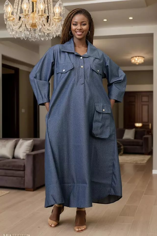7880D -Ankle Length Denim Maxi Dress - $25.00 Each (3 pcs per pack)