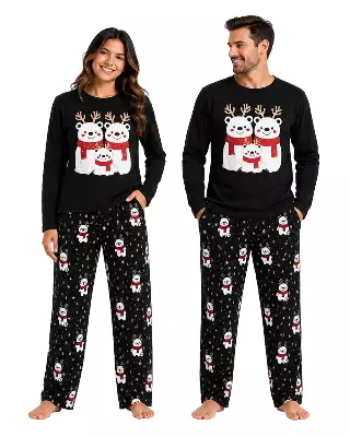 Adult Matching Family Pajama Set #123 — Black / Men's (S-M-L-XL)