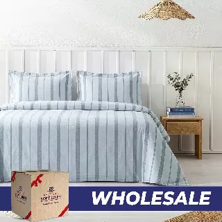 Wholesale 100% Washed Cotton Percale Duvet Cover Set – 200TC Yarn-Dyed Striped Hotel Bedding Set