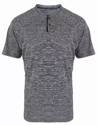 Men's Performance Henley Shirt w/ Mélange - Style #LHT9- $7.50 /Unit MINIMUM 24 PCS - PLEASE SEE DESCRIPTION - S-2XL — Light Grey