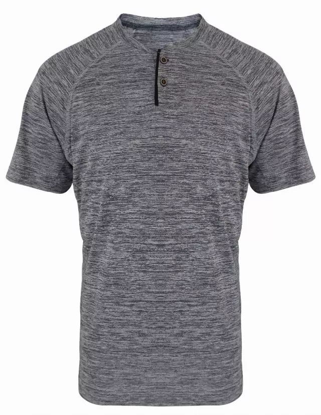 Men's Performance Henley Shirt w/ Mélange - Style #LHT9- $7.50 /Unit MINIMUM 24 PCS - PLEASE SEE DESCRIPTION - S-2XL — Light Grey