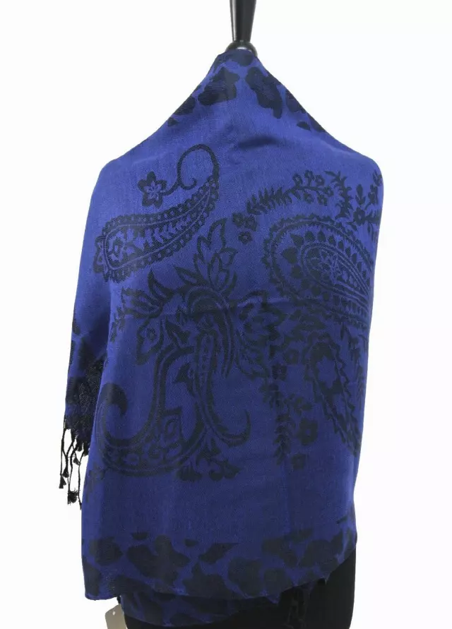 E270 Pattern Pashmina — royal blue