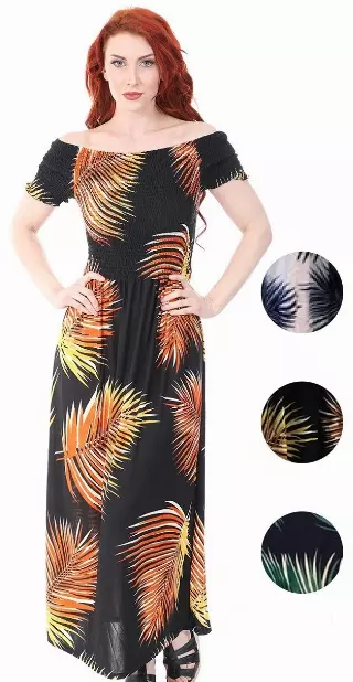 #575-3935-46 Palm Leaf Maxi Dress – S-XL – $7.00 each (8 Pieces)