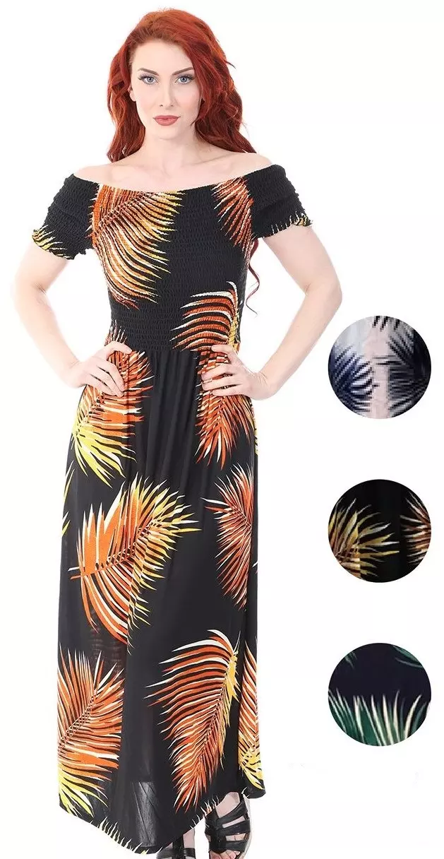 #575-3935-46 Palm Leaf Maxi Dress – S-XL – $7.00 each (8 Pieces)