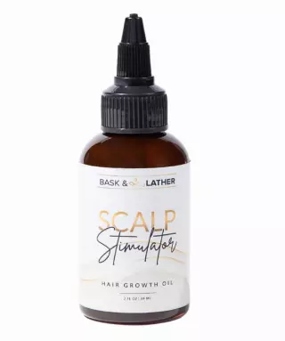 Bask & Lather Scalp Stimulator Hair Growth Oil, Cold Pressed Mint and Rosemary Blend with Grapeseed for Hair Growth, Organic Natural Leave in, All Hair Types, 2 Fl Oz