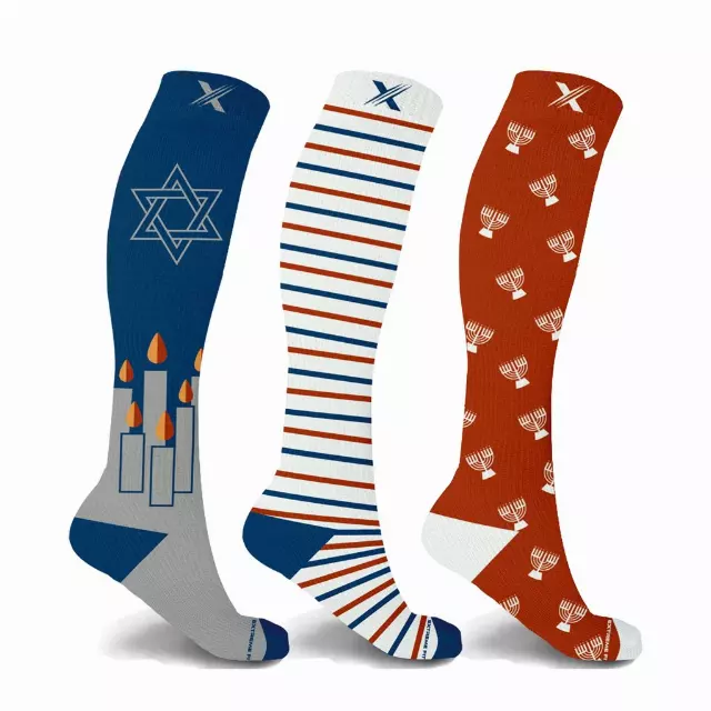 HOME FOR THE CHALLAH-DAYS COMPRESSION SOCKS - 3 ASST STYLES — Small/Medium